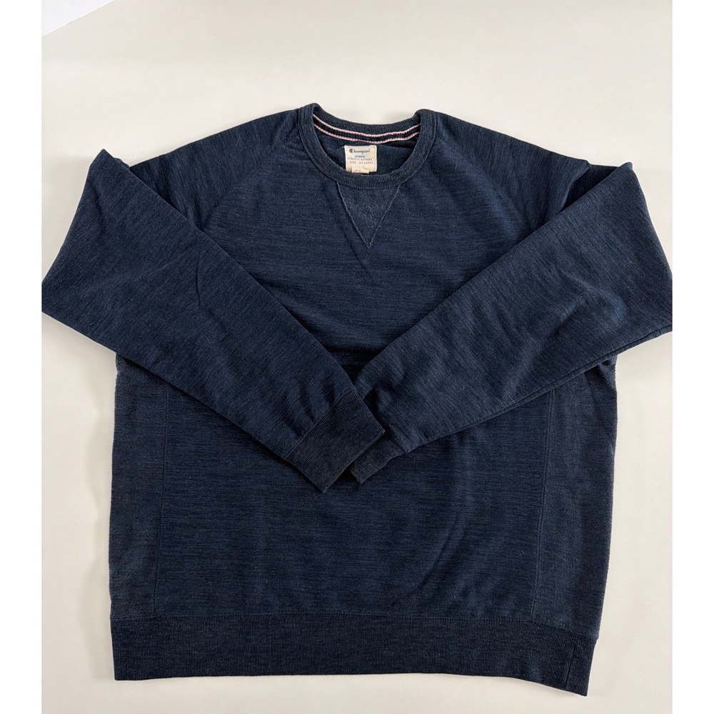 Vintage Champion Mens Navy Blue Heather Raglan Crewneck Sweatshirt XXL Y2K 2000s